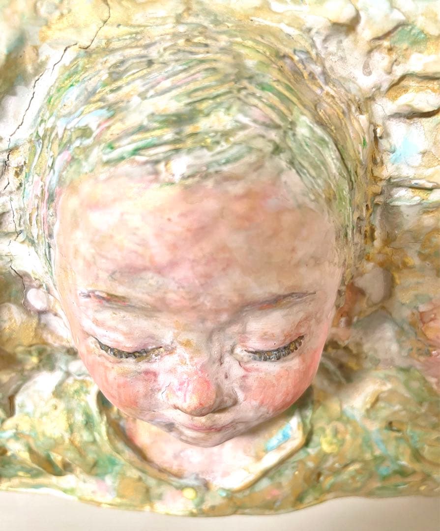アート作品ハンドメイド出産祝いレリーフ　赤ちゃんインテリア