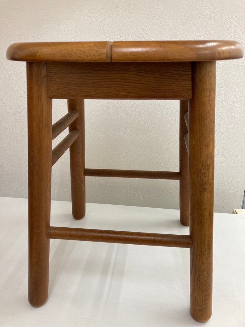 【希少】オールドカリモク 木製丸型スツール　頑丈　高級家具　日本製