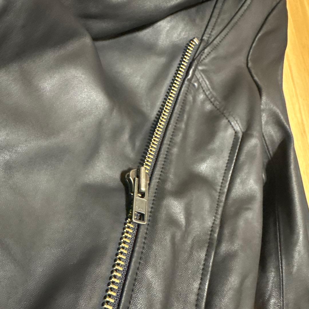 ヘルムートラング フード付きレザーライダースジャケット XS