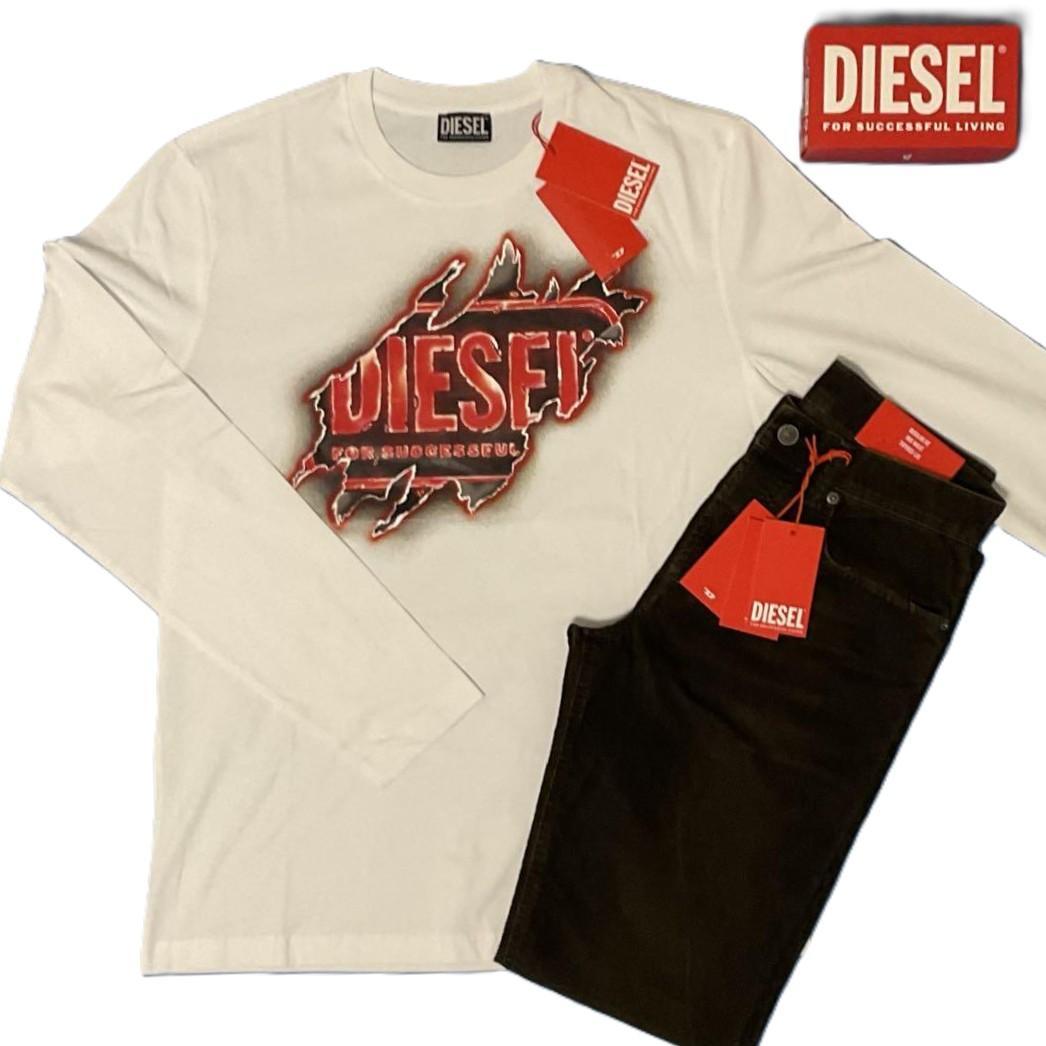 新品　ディーゼル　長袖Ｔシャツ　Ｍ　T-DIEGOR-LS　グラフィック　白