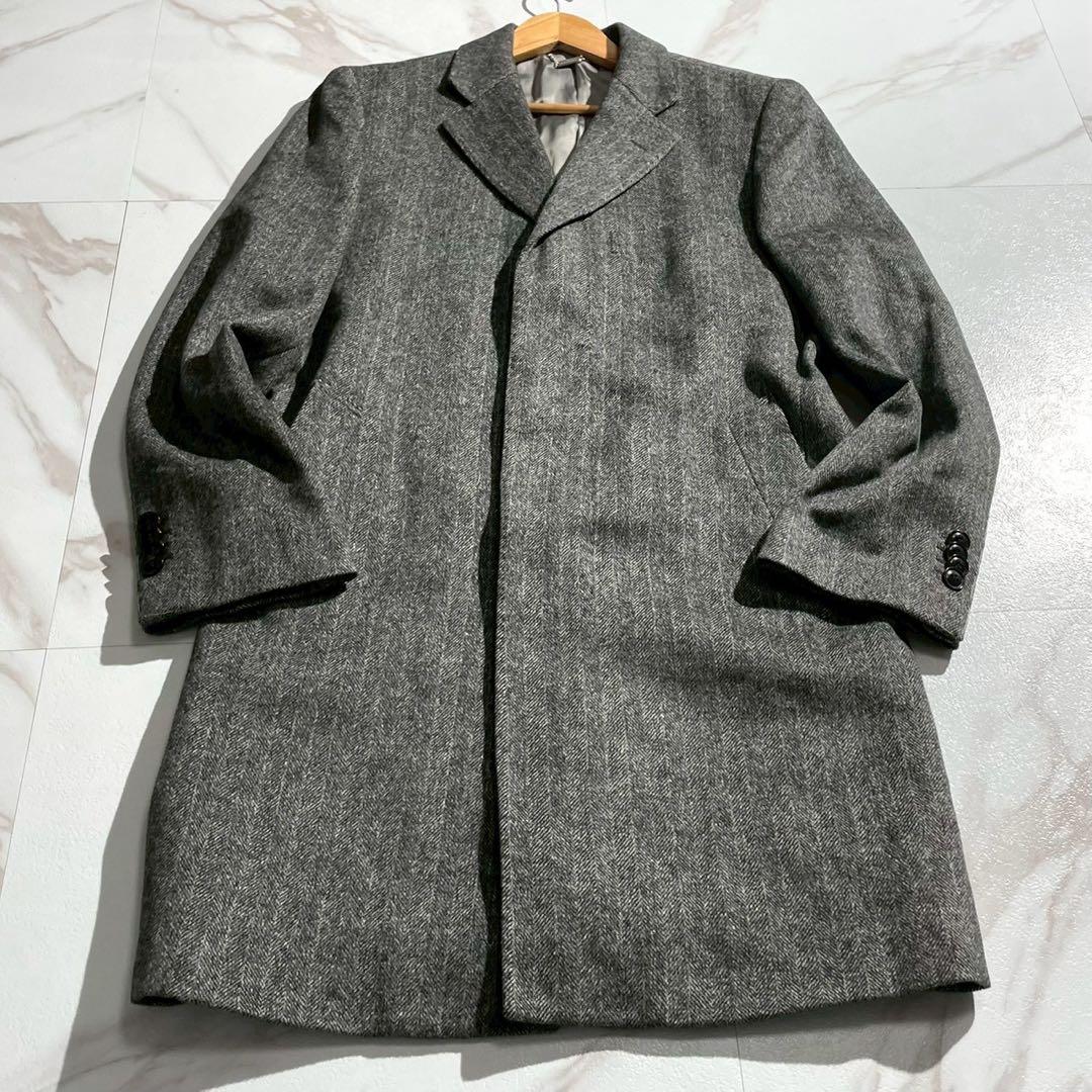 【未使用級✨】アランドロン カシミヤ100% チェスターコート ヘリンボーン M