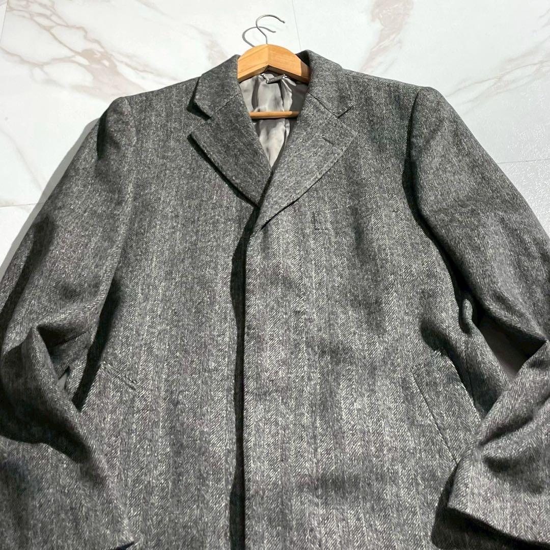 【未使用級✨】アランドロン カシミヤ100% チェスターコート ヘリンボーン M
