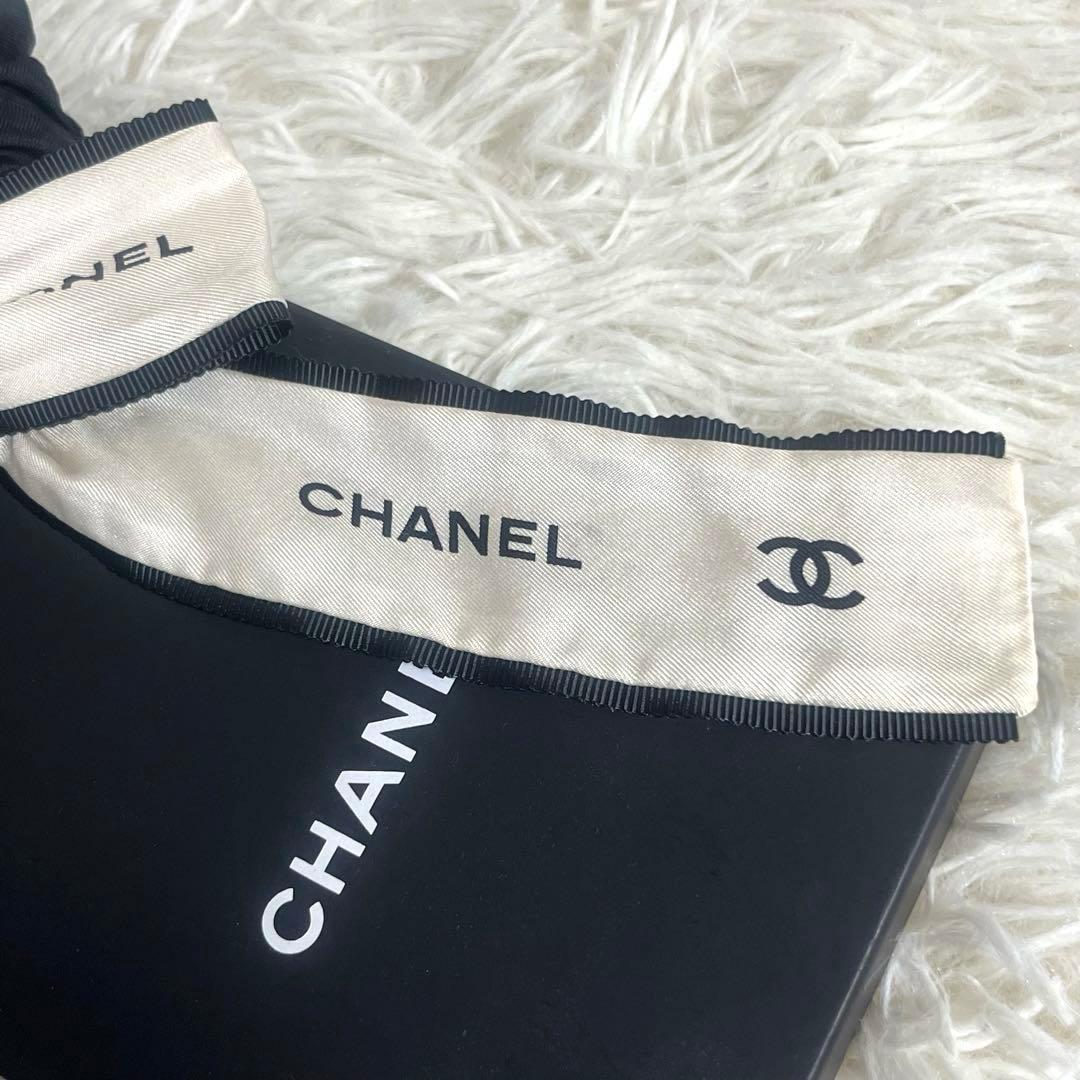 希少　CHANEL シャネル　ヘアゴム　シュシュ　リボン　ココマーク　エクリュ
