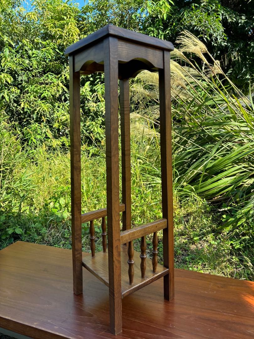 ヴィンテージ木製台座ディスプレイテーブルプラントスタンドタイルビクトリア