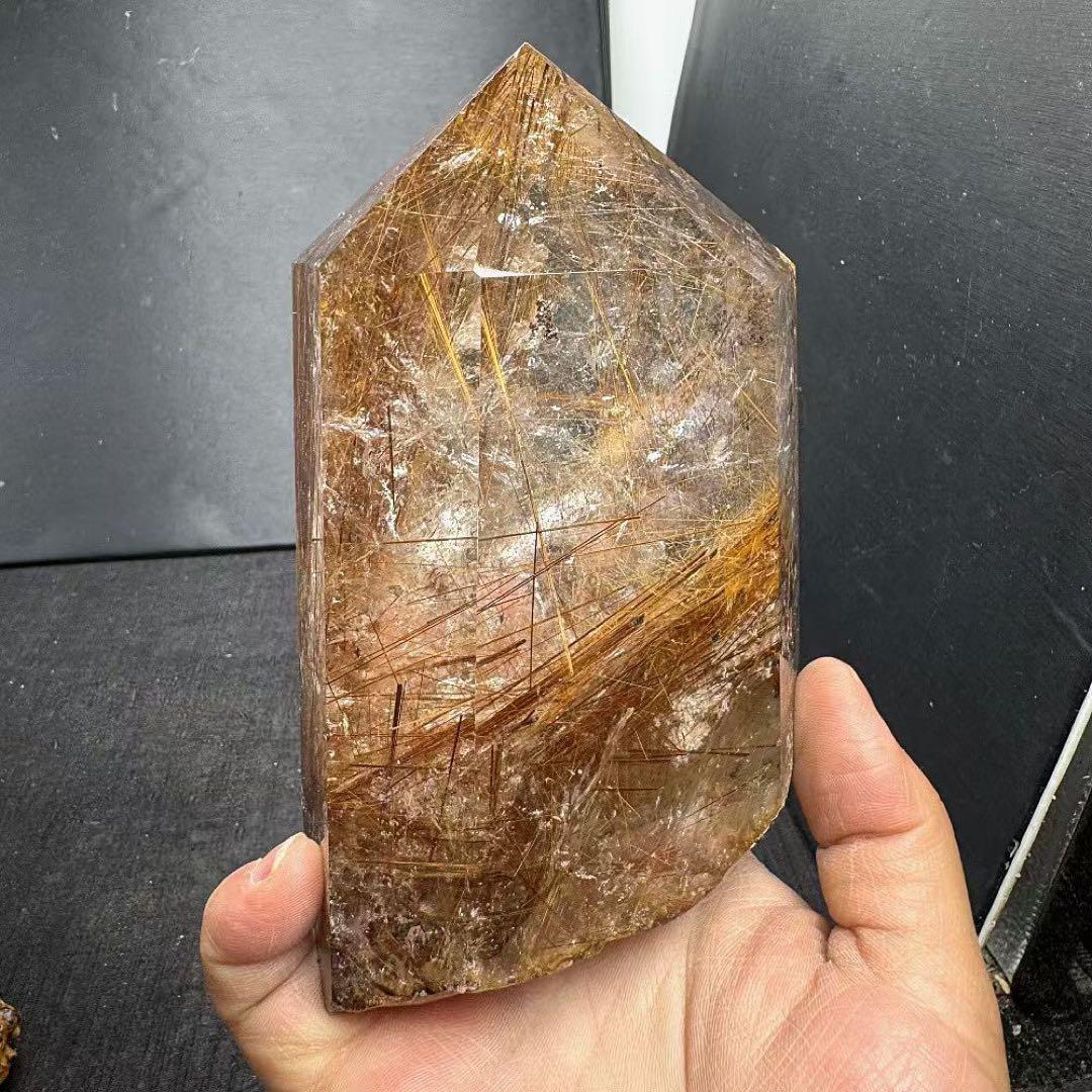 天然石ルチルクォーツのポイント　置物G.536