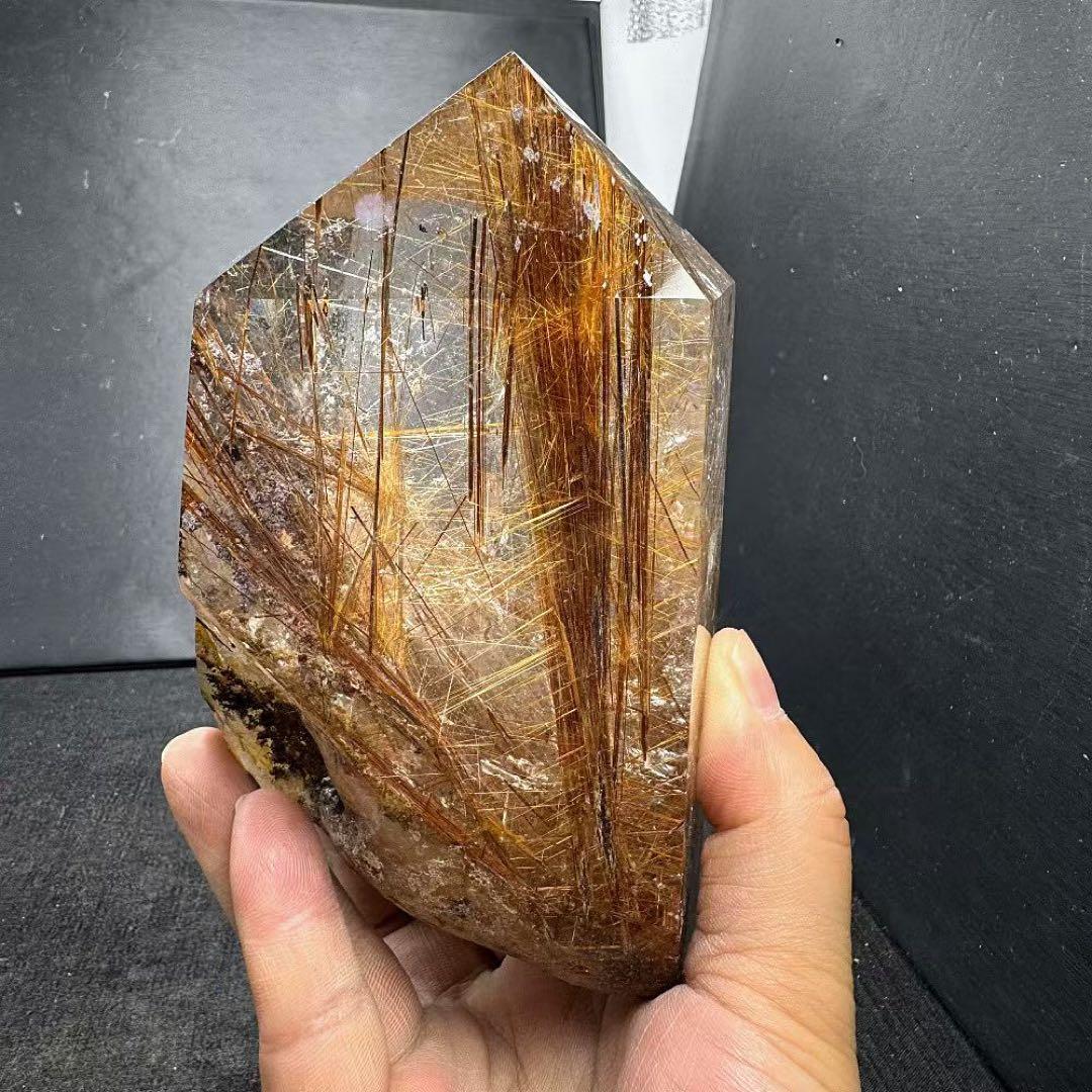 天然石ルチルクォーツのポイント　置物G.536