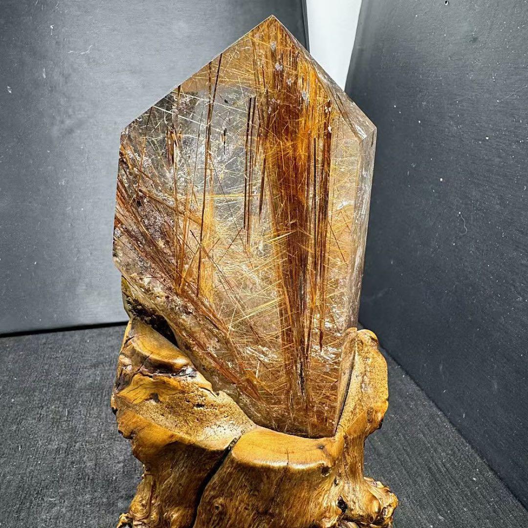 天然石ルチルクォーツのポイント　置物G.536