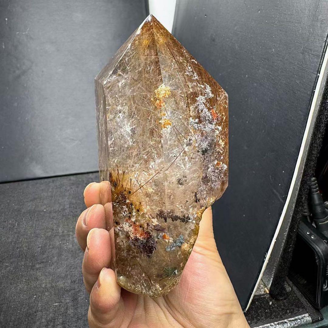 天然石ルチルクォーツのポイント　置物G.536