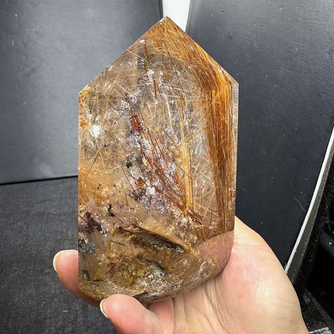 天然石ルチルクォーツのポイント　置物G.536