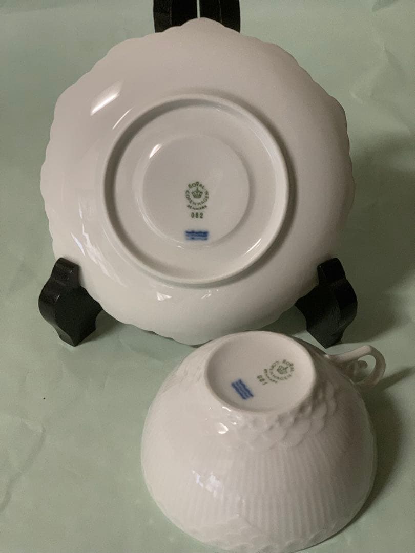 ロイヤルコペンハーゲン　ブルー、ホワイトフルーテッドフルレース6点セット、