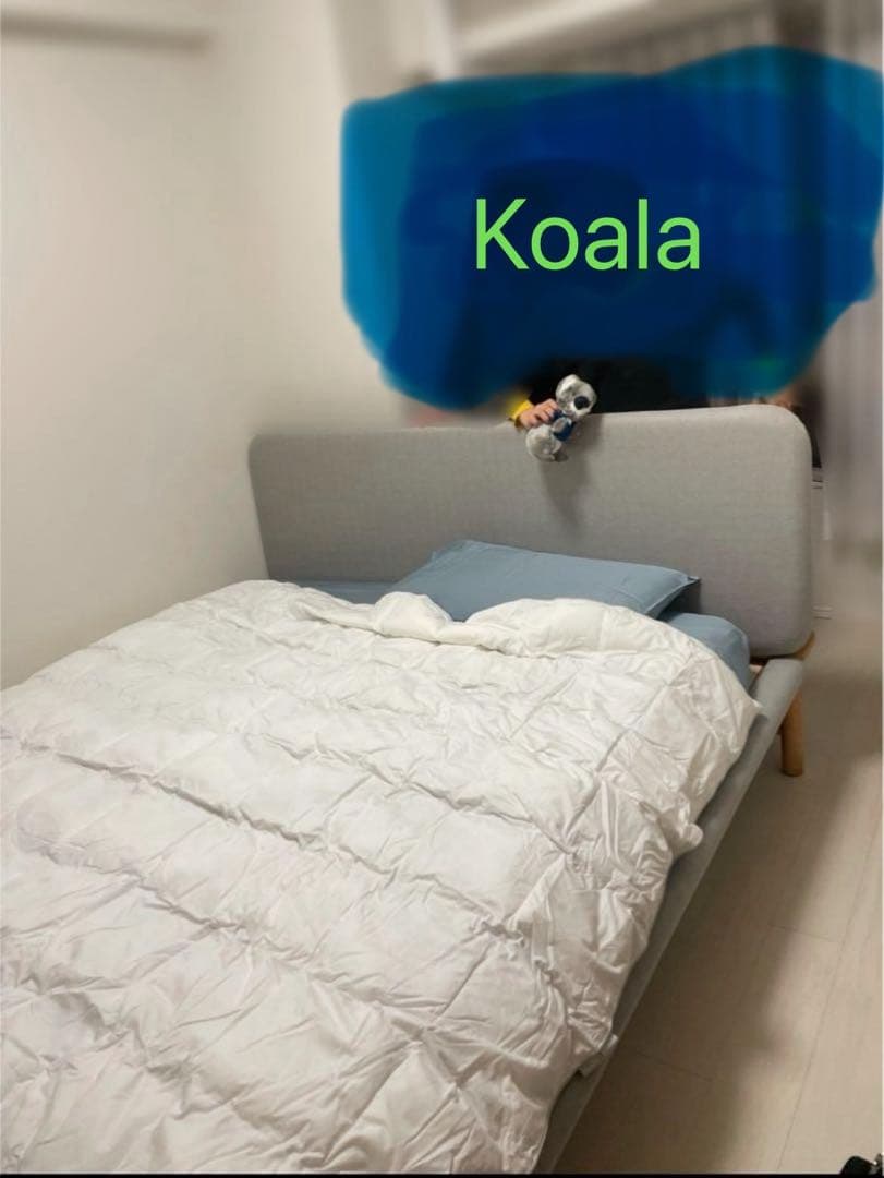 クイーンベッドフレーム 木製スラット グレー