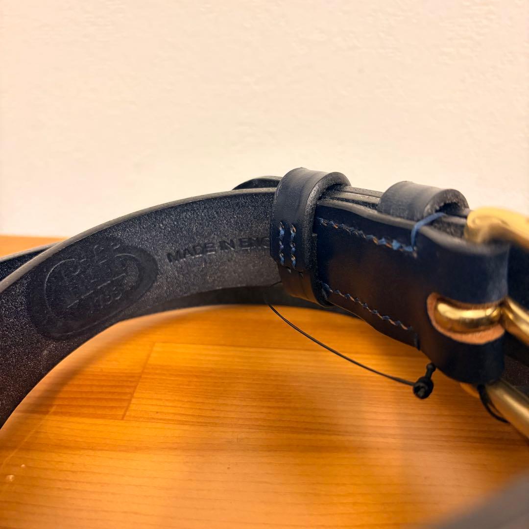 Jabez Cliff ジャベッツクリフ レザーベルト 28mm NAVY 34