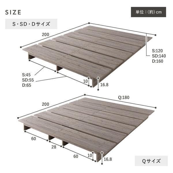 ローベッド シングル 幅120cmベッドフレームのみ グレージュ ステージベッド