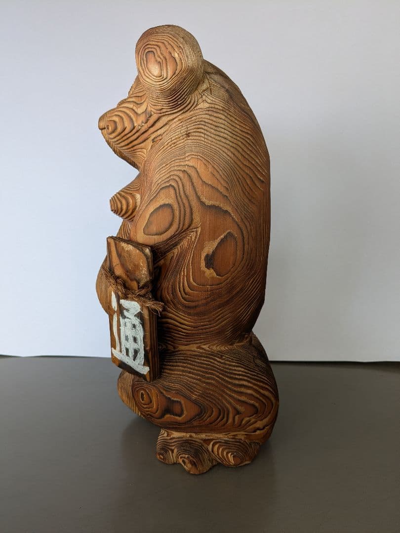 一刀彫り 木製タヌキ 高さ41cm