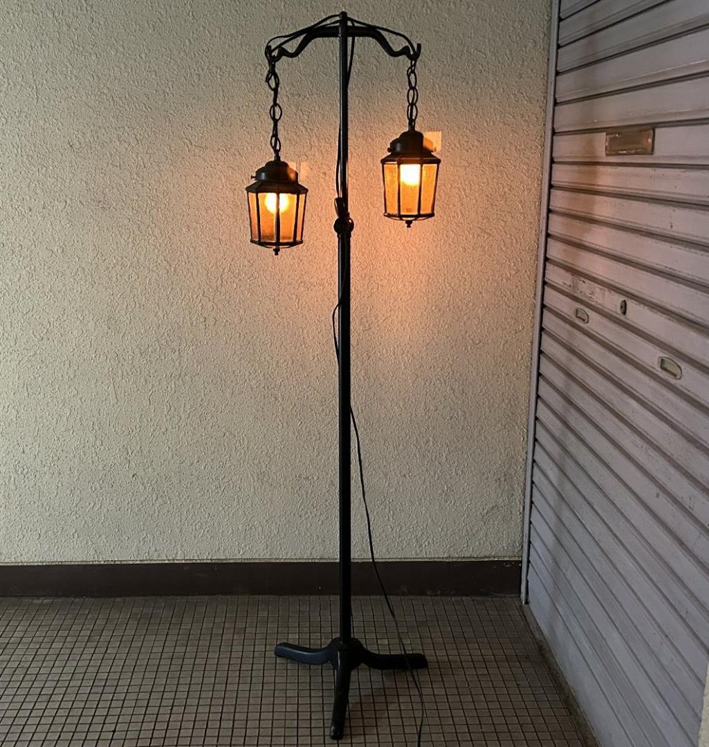 ビンテージ　点滴スタンド　 点滴台　時代　古道具　照明　ランプ　フロアスタンド