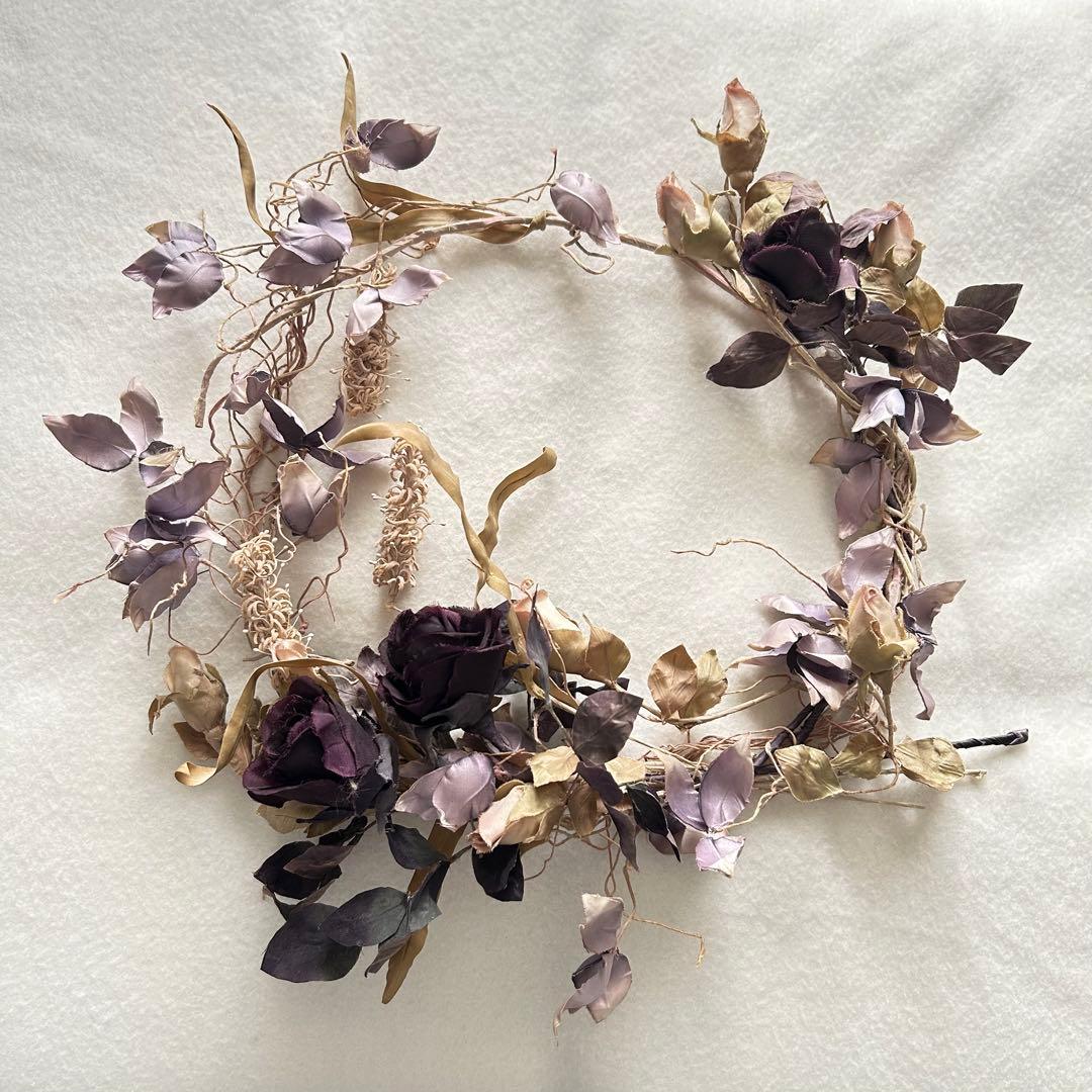 【染め布花】　シックな色合いのリース　ハンドメイド