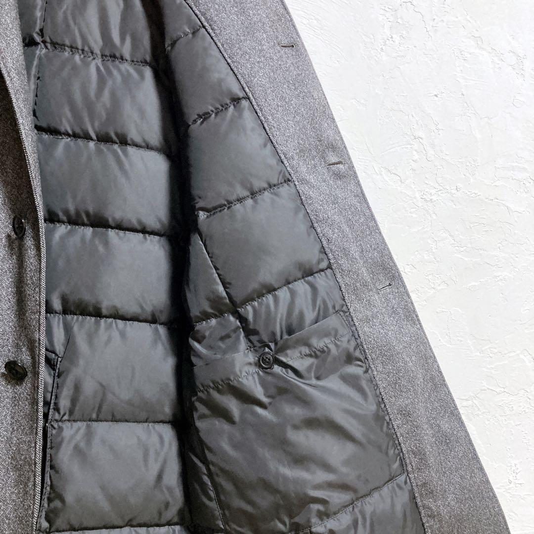 【美品】ESTNATION ダウンチェスターコート ウール　グレー Lサイズ