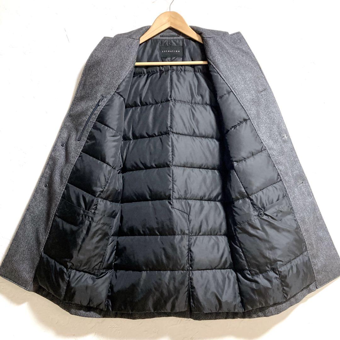 【美品】ESTNATION ダウンチェスターコート ウール　グレー Lサイズ