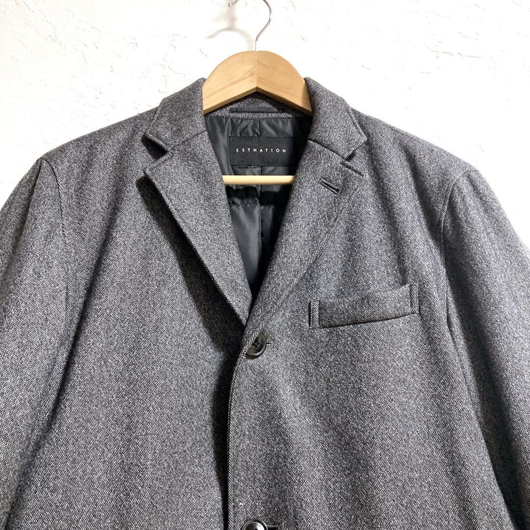 【美品】ESTNATION ダウンチェスターコート ウール　グレー Lサイズ