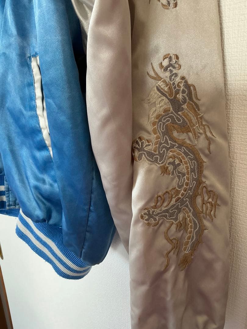 ジャングルストーム　ドラゴン刺繍 スカジャン 青/シルバー