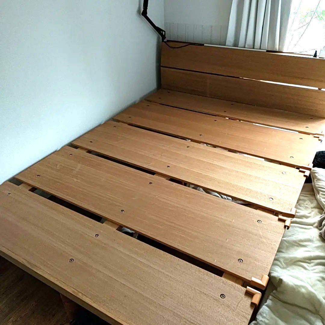木製ベッドフレーム　コンセント付き10-52-360（ダブルサイズ）