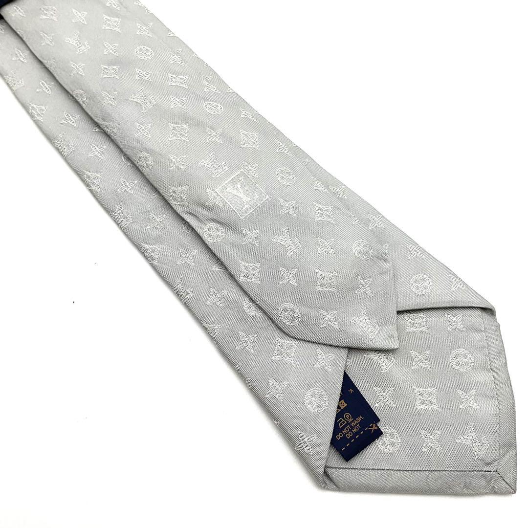 ルイヴィトン LOUIS VUITTON ネクタイ グレー シルク モノグラム