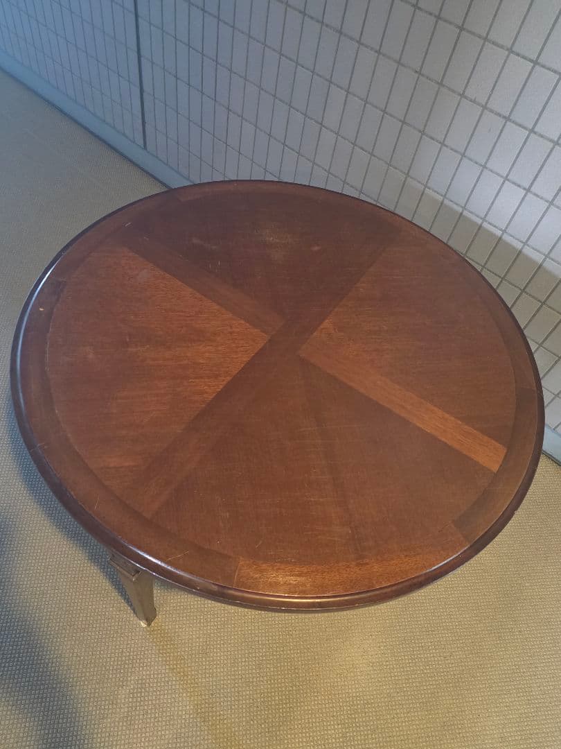 クラシック円形木製テーブル　地中海　円卓　コーヒーテーブル　ラウンドテーブル