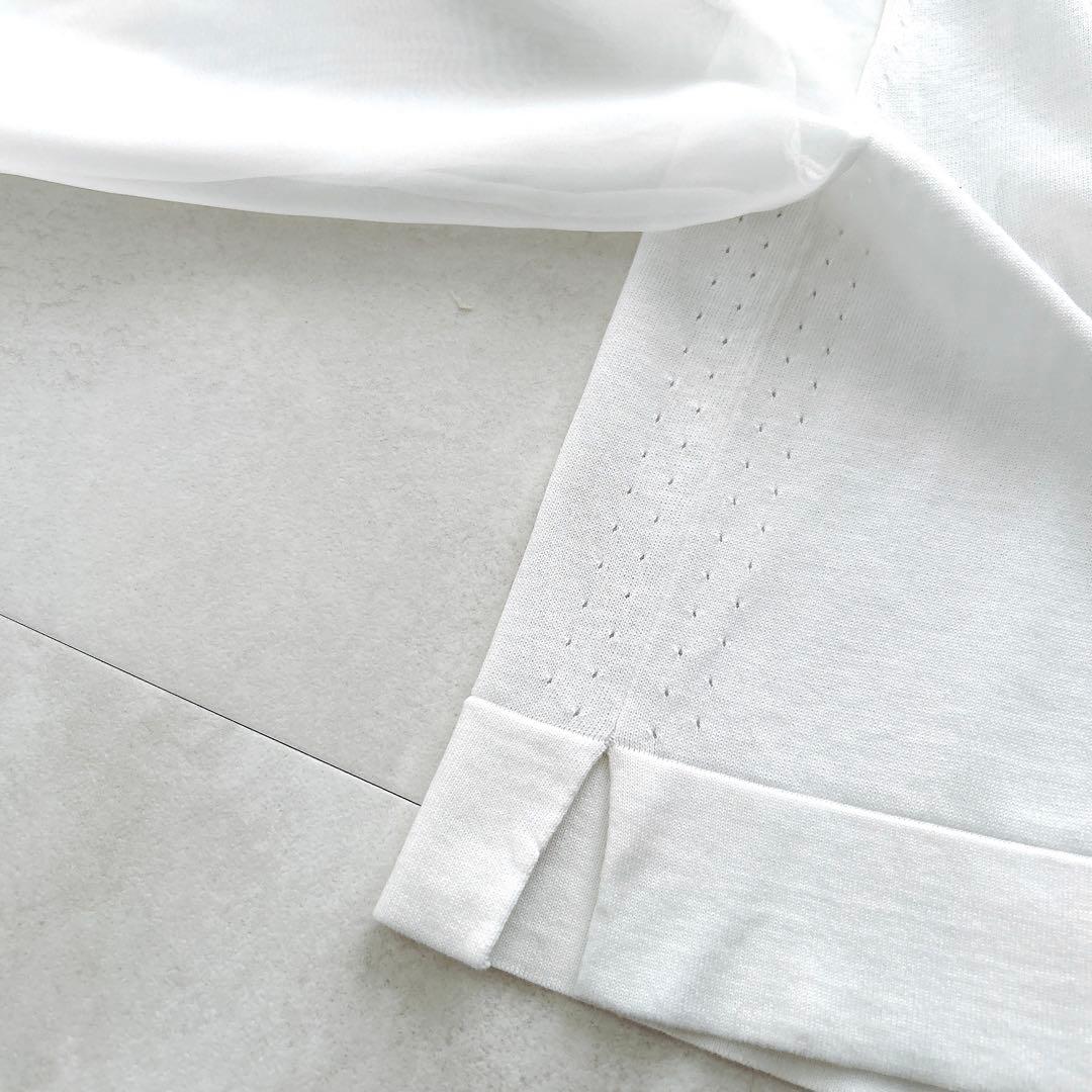 24SSハイククルーネッククロップドセーターシアースリーブ　シアーニットトップス