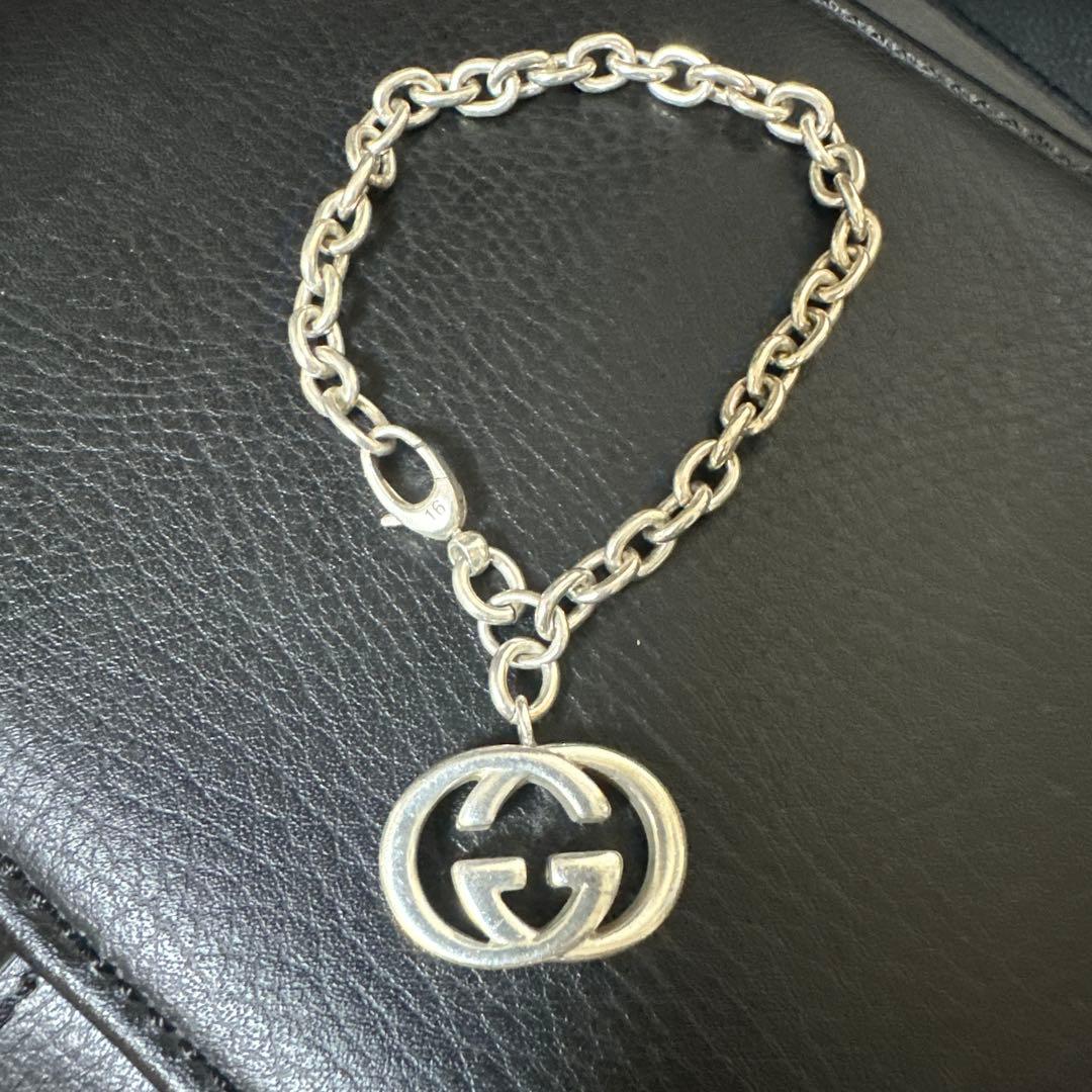 GUCCI インターロッキング　シルバーチェーンブレスレット