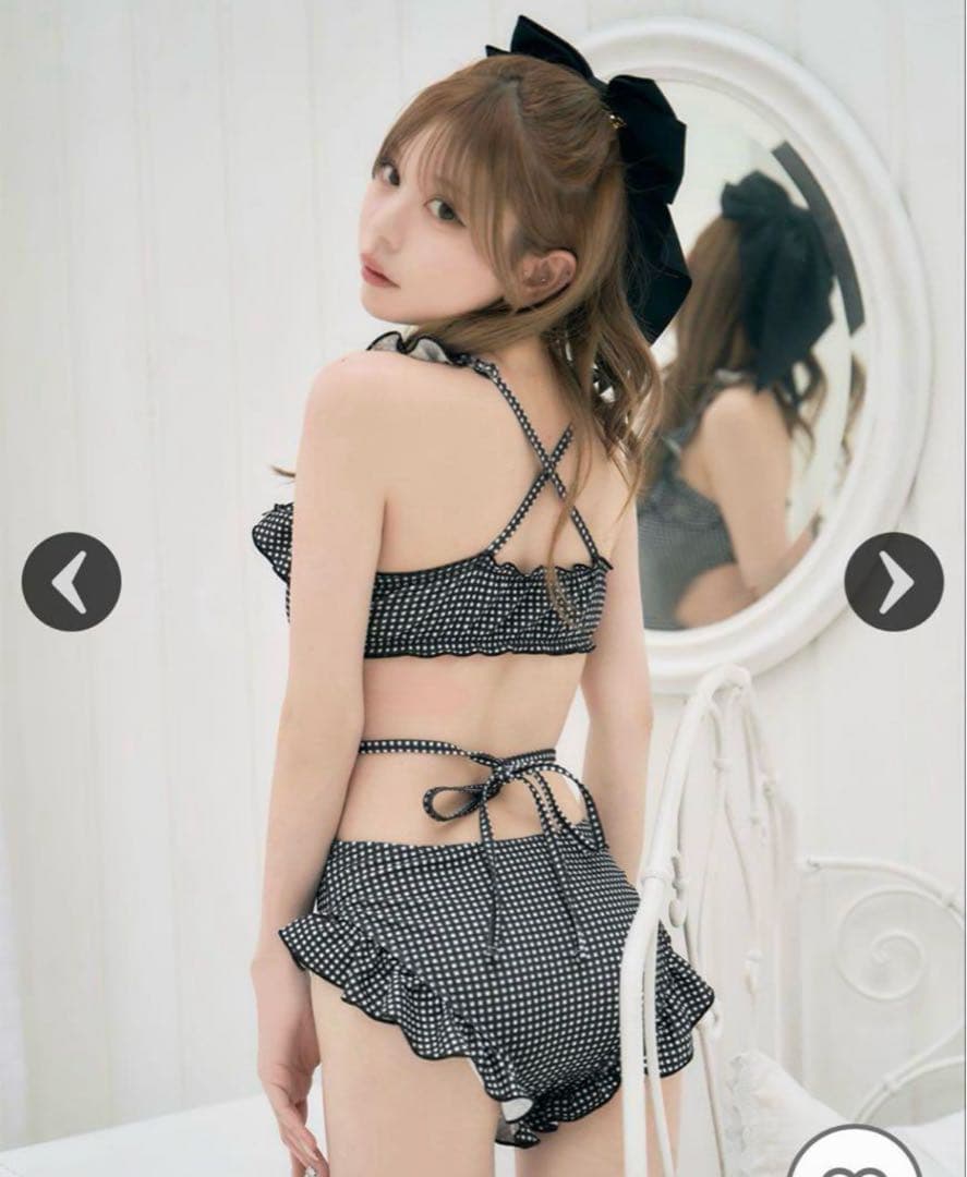 Michell Macaronミシェルマカロンギンガムクロスリボンスイムウェア