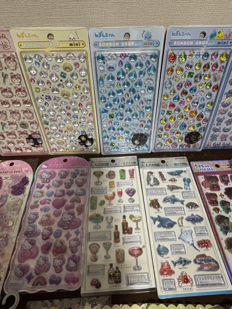 ボンボンドロップシール　ちいかわ　しずくちゃん　コットンパフィー　大人の図鑑