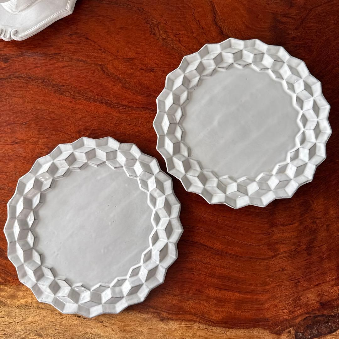 Astier de Villatte ホワイト円形皿　2枚セット