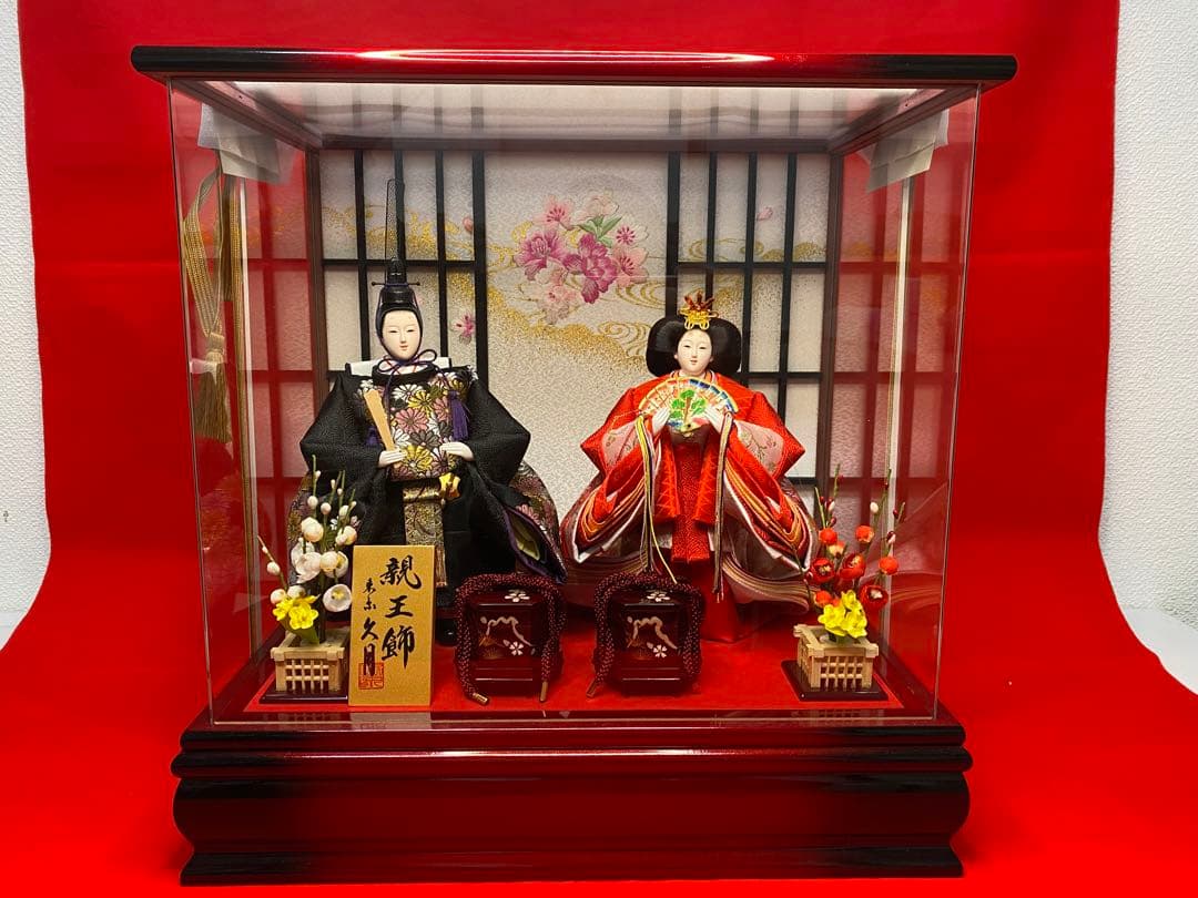 東京久月　雛人形　立親王アクリルケース飾り・間口約４２×奥行約２８×高さ約４３㎝