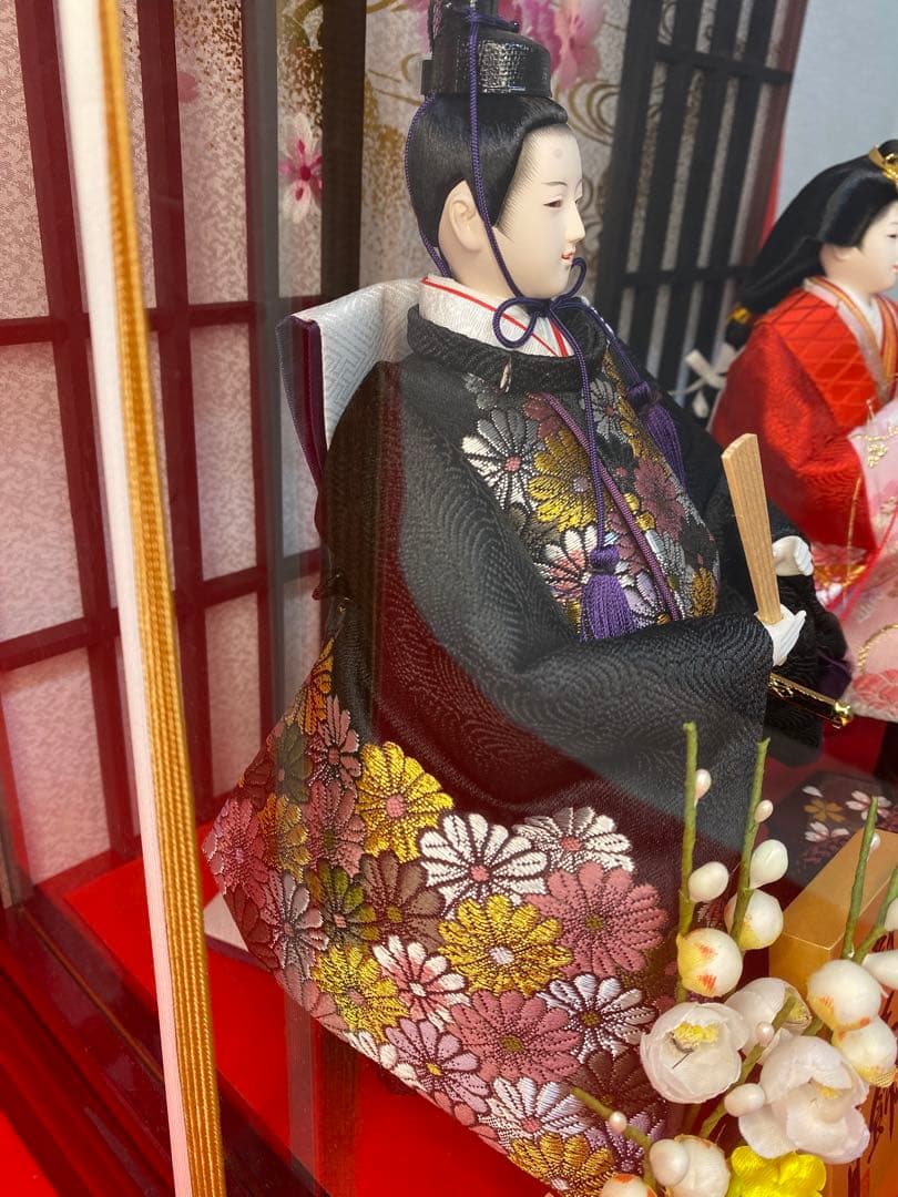 東京久月　雛人形　立親王アクリルケース飾り・間口約４２×奥行約２８×高さ約４３㎝