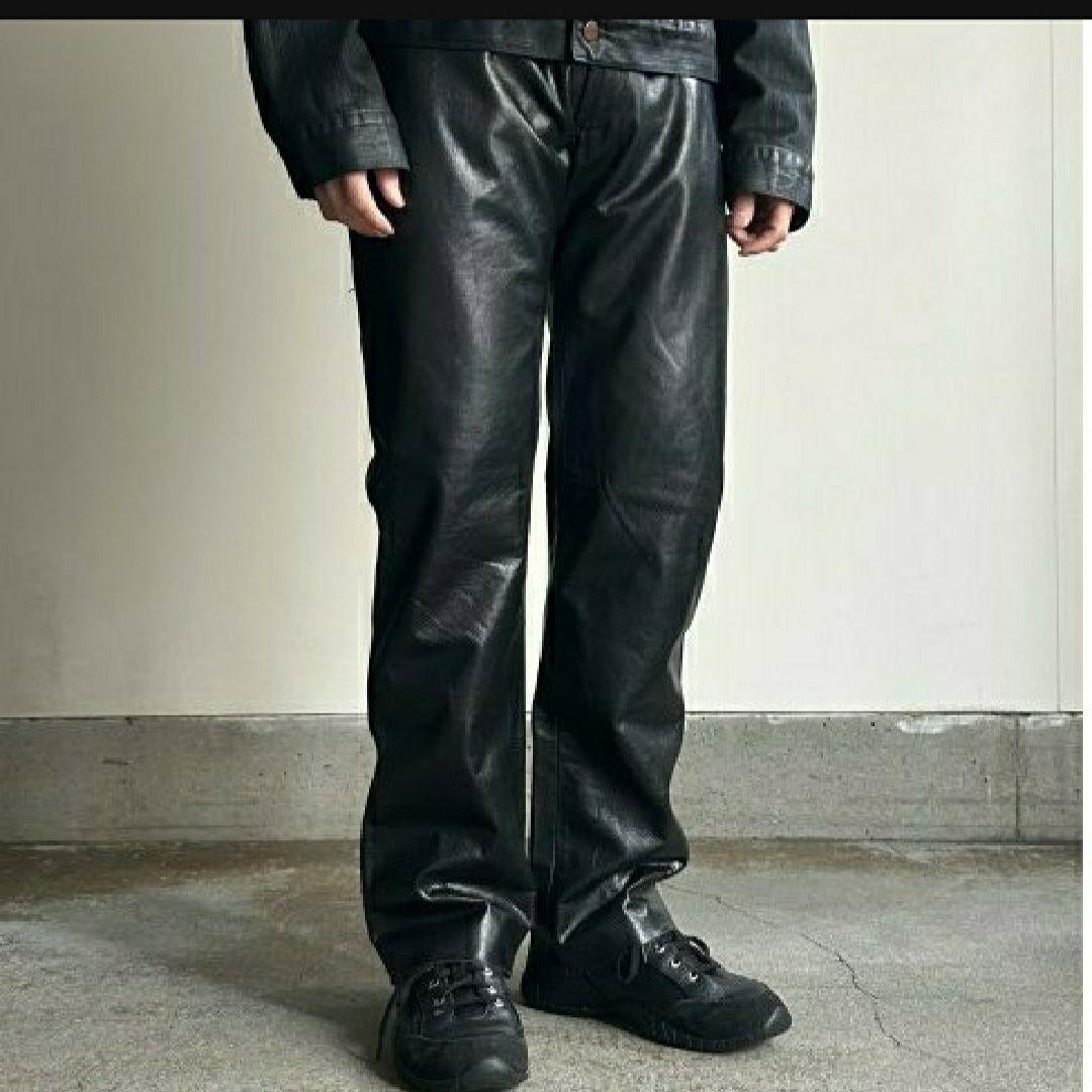 Leather Pants BLACK 実寸W33L31 レザーパンツ　ブラック