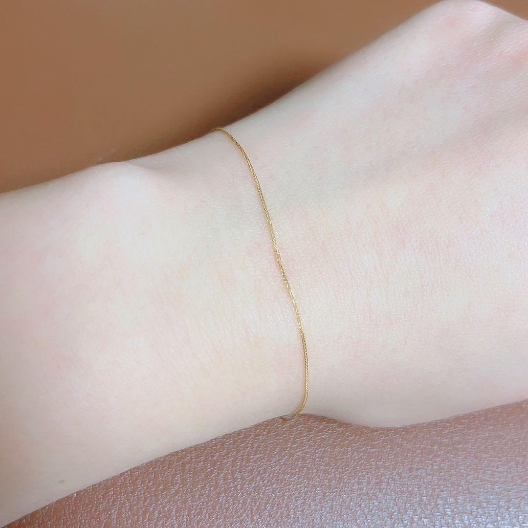 K18イエローゴールド チェーンブレスレット 華奢 シンプル