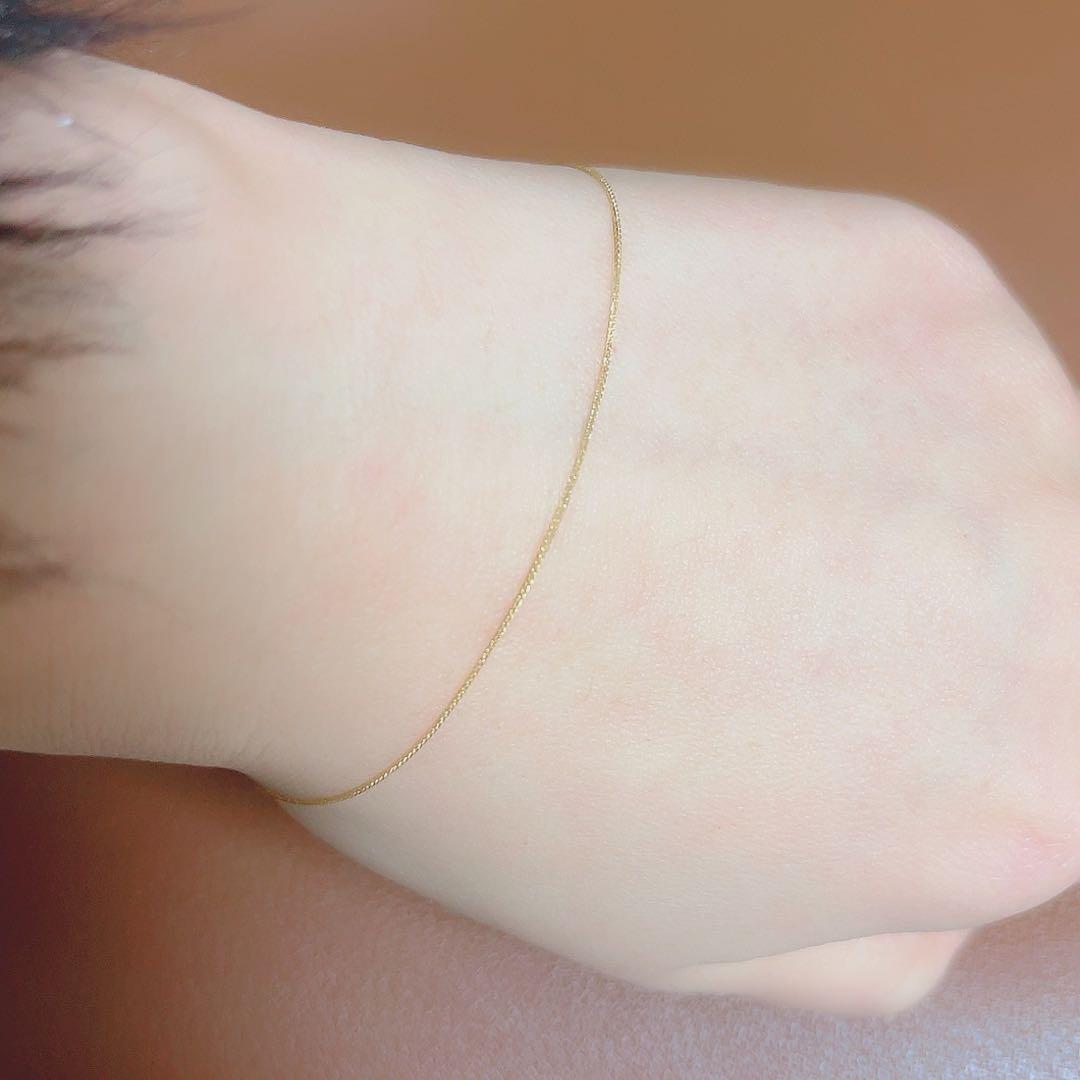 K18イエローゴールド チェーンブレスレット 華奢 シンプル
