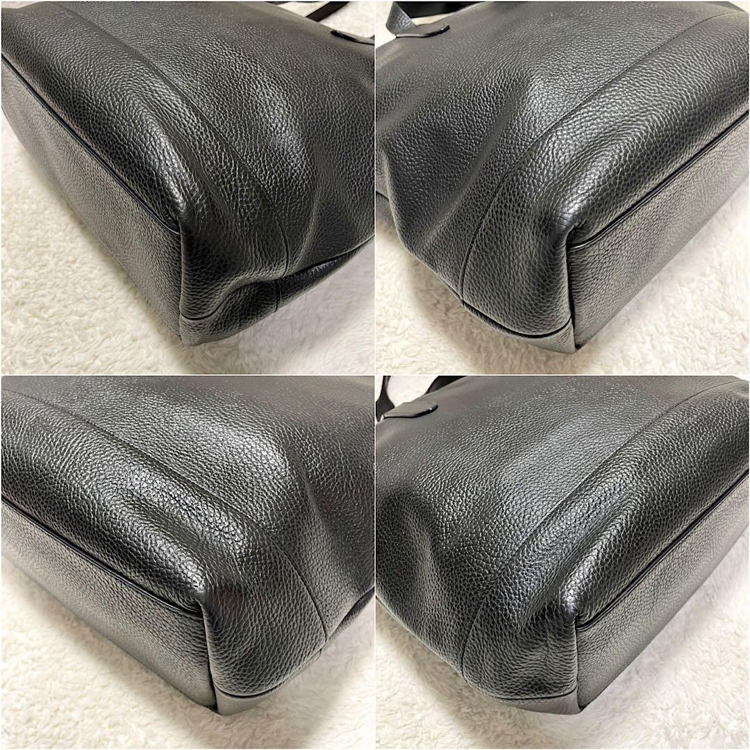 美品 COACH コーチ ハミルトン ペブルドレザー トートバッグ ブラック
