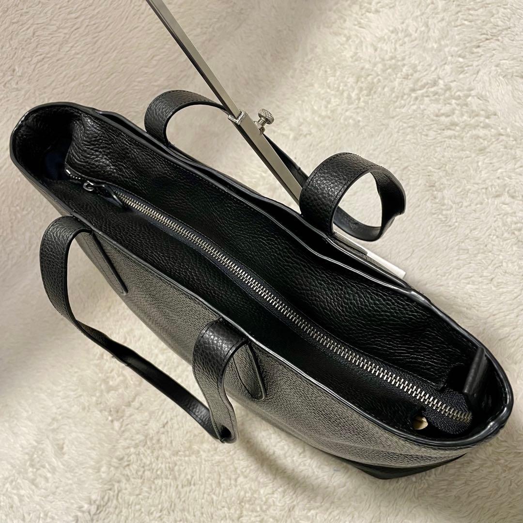 美品 COACH コーチ ハミルトン ペブルドレザー トートバッグ ブラック
