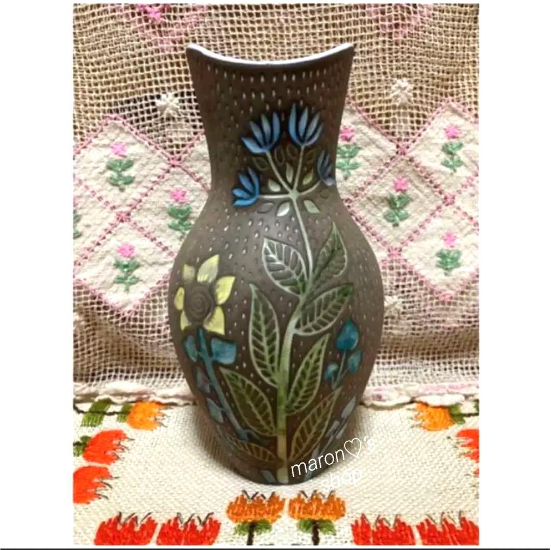 《レア！》 ウプサラエクビー マリシムルソン 【青と黄色のお花　フラワーベース】