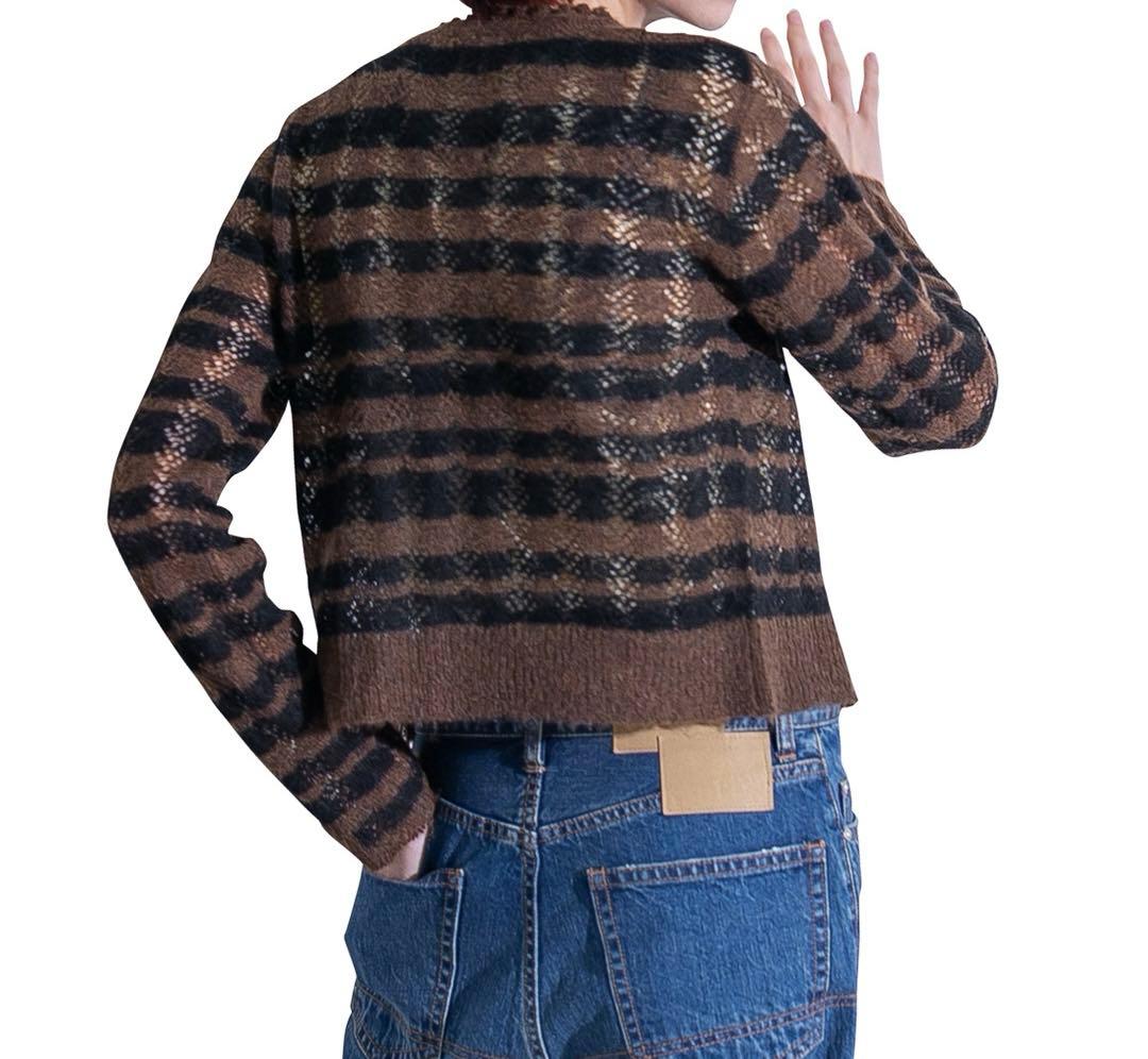 PERVERZE Thick Stripe Knit Cardigan ブラウン