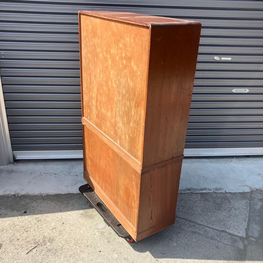 昭和レトロ 無垢材 木製 茶箪笥 茶棚 ガラス戸 サイドボード 古家具 古民家