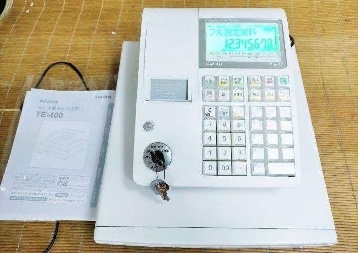 カシオレジスター　TE-400　フル設定無料　美品PC連携売上管理　107777