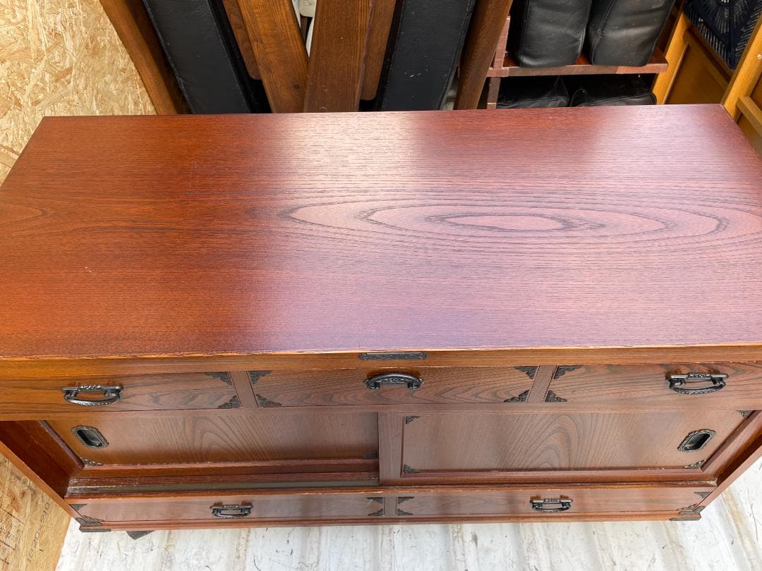★状態〇 昭和 レトロ 家具 茶箪笥 H51.5xW90xD38.5 ローボード