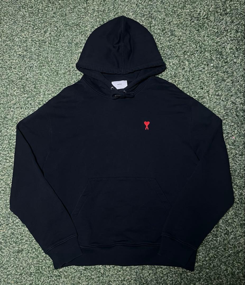 AMI PARIS ハート刺繍 パーカー XL ブラック