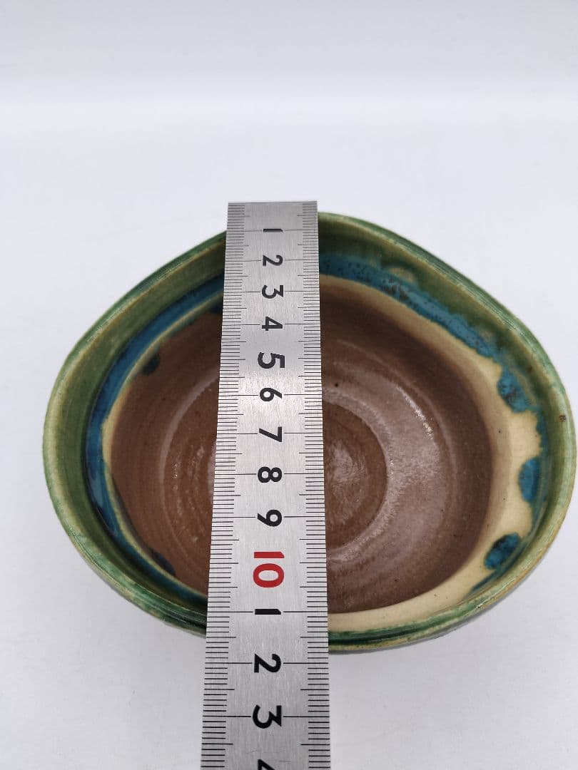 c010茶碗 赤織部 忍冬庵 不二窯 佐藤和子 木箱 茶道具　古物