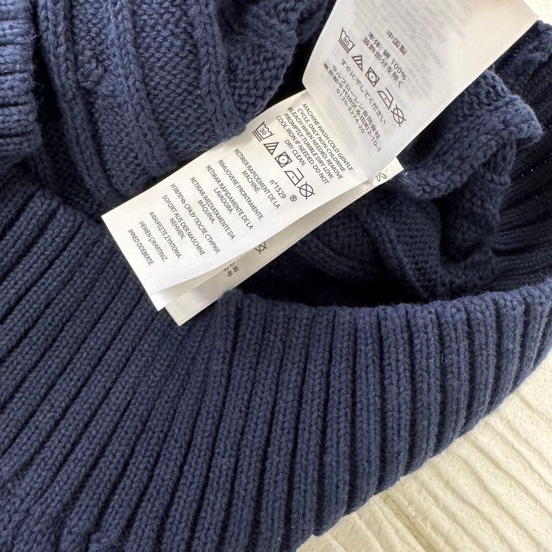 【新品タグ付き】POLO ラルフローレン ケーブル Vネック長袖 ネイビー L