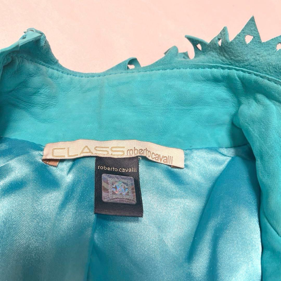 CLASS Roberto Cavalli レザー ジャケット レース ビジュー