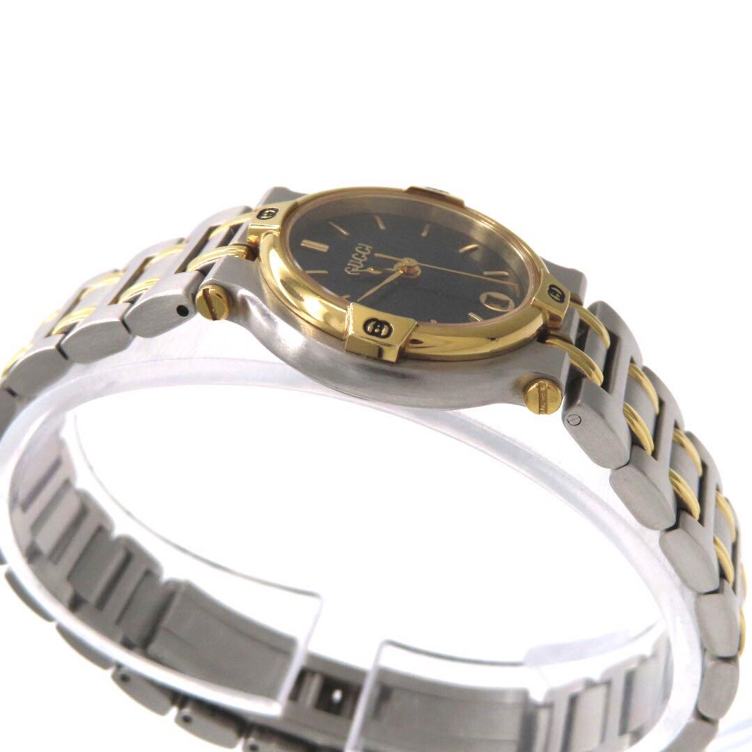 ☆極美品 9000L GUCCI グッチ 時計 コンビ ブラック レディース