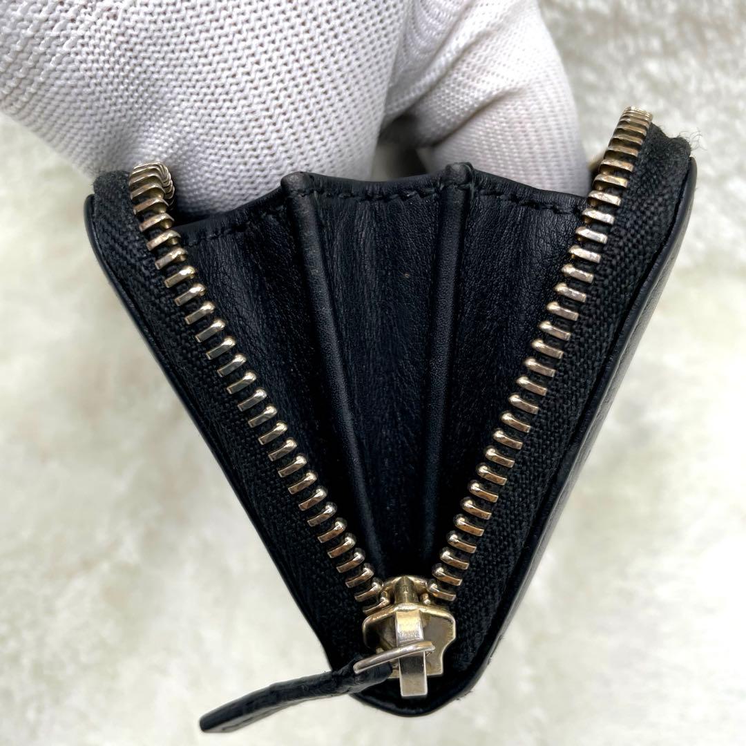 美品　GUCCI ラウンドファスナー　シマ　　ケース　レザー　ブラック